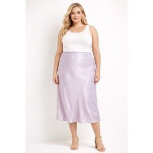 Banana Republic Lavender Shimmer Satin Midi Skirt XL